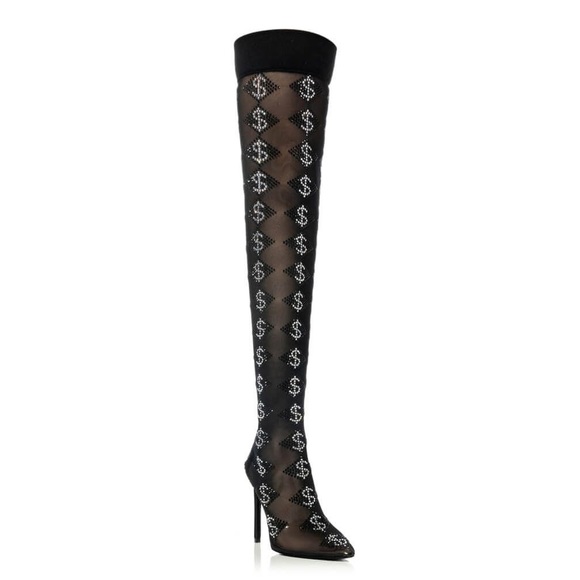 BLING BLING STILETTO BOOT IN BLACK - Picture 5 of 7